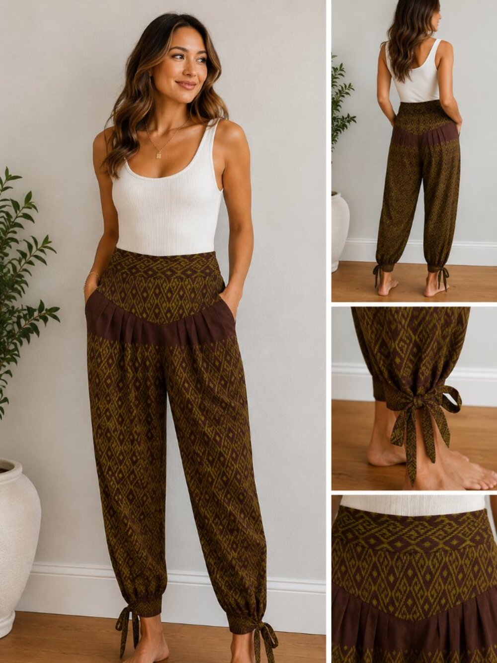 Queen Sirikit Museum of Textiles Handwoven Thai Silk Pants Made in Thailand